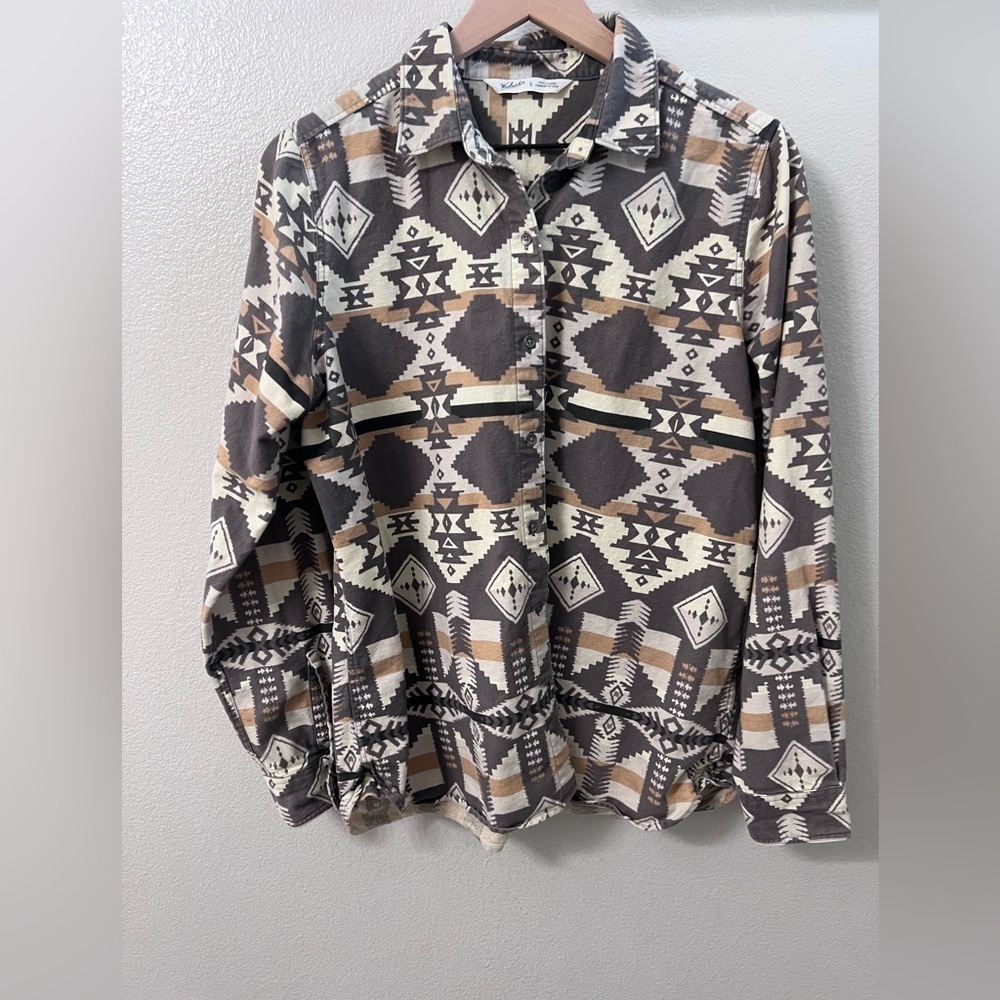 Woolrich Keystone Aztec Print Shacket Button Down Jacket Size Large